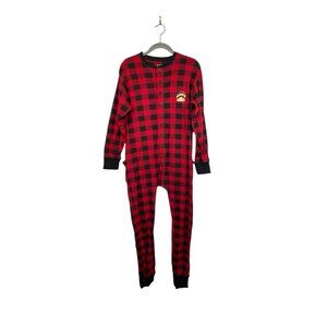 Lazy One Buffalo Check Pajama Onesie Bear Cheeks Size Medium